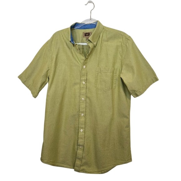 The Foundry Supply Co Green Short Sleeve Button Up Shirt Cotton Mens Sz LT - Picture 2 of 8